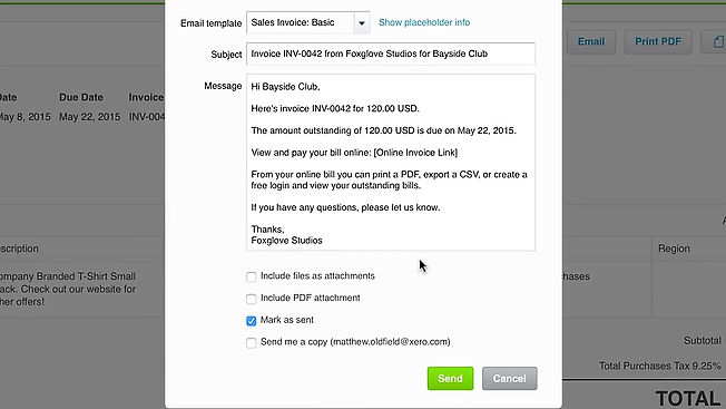 Sales and Online Invoicing in Xero
